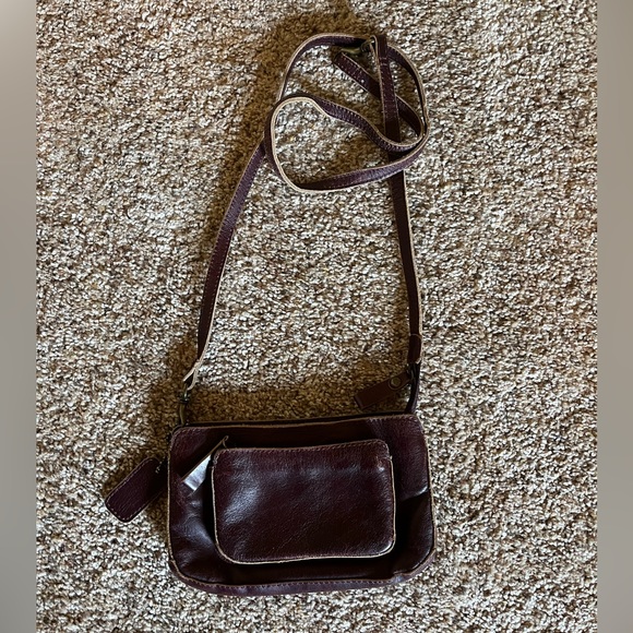 J. Jill Small Red Brown Genuine Leather Crossbody Purse with Zipper Closure - Picture 1 of 11